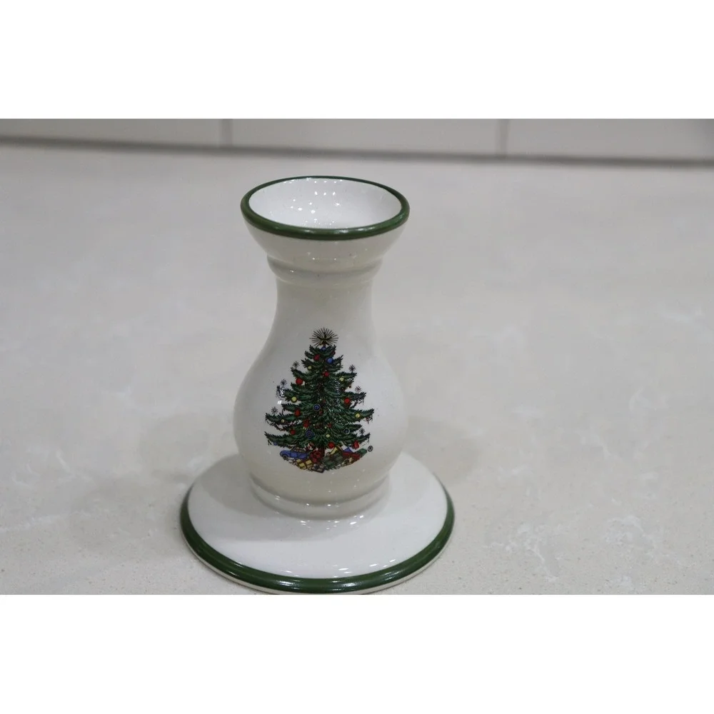 Cuthbertson Original Christmas Tree Ceramic Taper Candlestick Holder England 4in